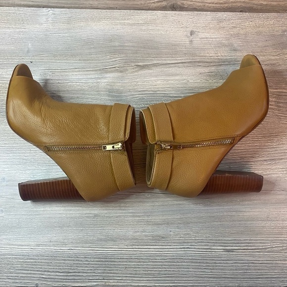 Splendid ankle brown leather open toe booties. Outside zipper stacked heel sz 10 - Picture 7 of 12